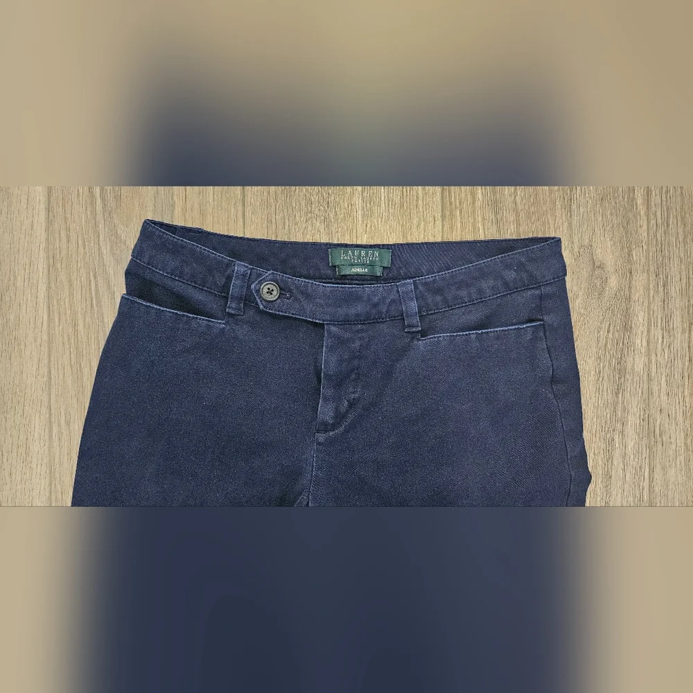 Lauren Ralph Lauren Adelle Pants Size 6P Navy Blue Straight Leg Trouser Stretch